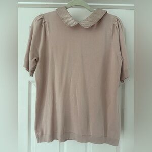 Adrianna Papell Beige Blouse with Peter Pan Collar